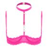 YOOJOO Women's Sexy 1/4 Cup Halter Neck Sheer Lace Bra Push Up Underwired Bralette Bra Tops Halter Neck-HP X-Large view 1
