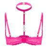 YOOJOO Women's Sexy 1/4 Cup Halter Neck Sheer Lace Bra Push Up Underwired Bralette Bra Tops Halter Neck-HP X-Large view 2