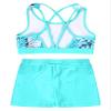 Moily Big Girls Solid Color 2 Pcs Dance Gymnastics Sports Outfit Crisscross Back Crop Top with Booty Shorts Leaf&Light Green 8 Years view 4