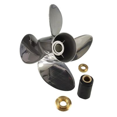 Xspeed Stainless Steel 4 Blades Outboard Propeller with Interchangeable Hub Kits for 4-3/4" Gearcase Honda 115-250hp 115hp and up Engines,15 Spline Tooth,RH/LH(14.6x19 LH)