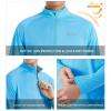 SG Edge Mens UPF 50+ Rash Guard 1/4 Zip Up Swim Shirt Long Sleeve Moisture Wicking Quick Dry Lightweight Fishing Running Hiking, Blue, Large view 4