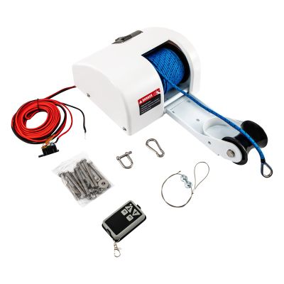 12V Electric Anchor Winch, Boat Anchor Wench with Remote Control, 25/45LBS Saltwater Boat Electric Windlass, Marine Free Fall Anchor Windlass Kit (45LBS)