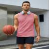 MAGCOMSEN Mens Tank Tops Summer Sleeveless Muscle Shirt Training Cut Off Shirts Casual Breathable Undershirt Beach Grey Pink S view 3