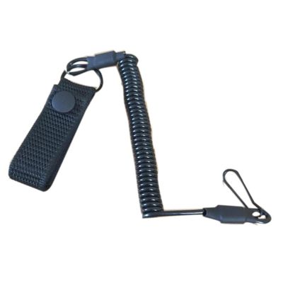 Ellylian Anti-Lost Elastic Lanyard Black Spiral Cable Coil Style Secure Spring Lanyard, Safety Strap Rope for Key Ring Chain Flashlight Hunting Accessories, Military Spring Rope