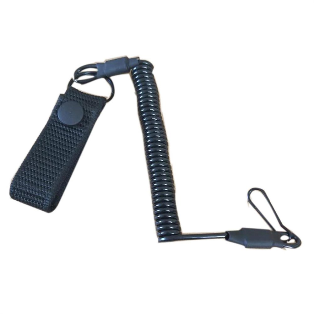 Ellylian Anti-Lost Elastic Lanyard Black Spiral Cable Coil Style Secure Spring Lanyard, Safety Strap Rope for Key Ring Chain Flashlight Hunting Accessories, Military Spring Rope