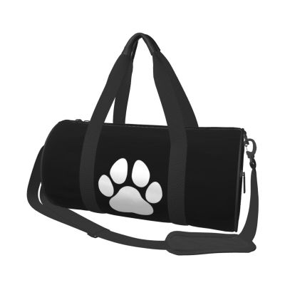 Dog Paw Print Sports Gym Bag Round Large Capacity Foldable Duffel Bag