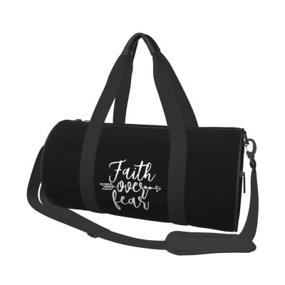 Faith Over Fear Sports Gym Bag Round Large Capacity Foldable Duffel Bag
