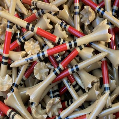 TRUESTRIKE Premium USA Golf Tees  3" or 2" Durable Plastic Performance Tees (100 Pack)  Made in USA  Bulk Value Pack - Red and Black Natural 3 1/4