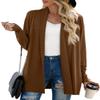 GRECERELLE Women's Fall Winter Long Sleeve Open Front Lightweight Business Casual Dressy Cardigan Sweater, Coffee, Large view 1