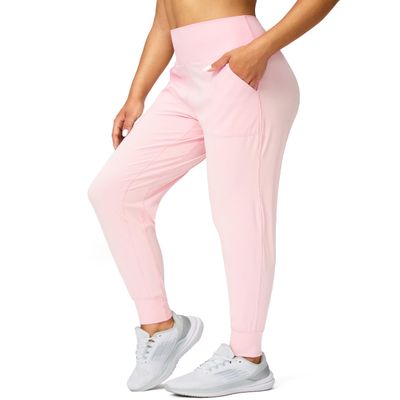 G Gradual Women's Joggers High Waisted Yoga Pants with Pockets Loose Leggings for Women Workout, Athletic, Lounge (Pink, XX-Large)