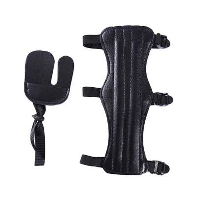 Ellylian Archery Arm Guards & Arrow Finger Tab Finger Saver Set Adjustable Straps Archer Shooting Arm Protector for Hunting Shooting