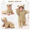 JiAmy Newborn Baby Winter Hooded Romper, Cartoon Zipper Footie Fleece Snowsuit Jumpsuit Outfits Khaki 3-6 Months view 3