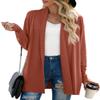 GRECERELLE Women's Open Front Cardigan 2025 Lightweight Long Sleeve Casual Business Trendy Sweater Outwear, Rusty Red, Medium view 1