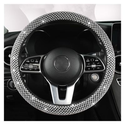 FUERU Car Steering Wheel Cover Set Car Steering Wheel Cover Fashion with Drill Breathable Sweat-Absorbing Car Interior Accessories (Color : 2#)
