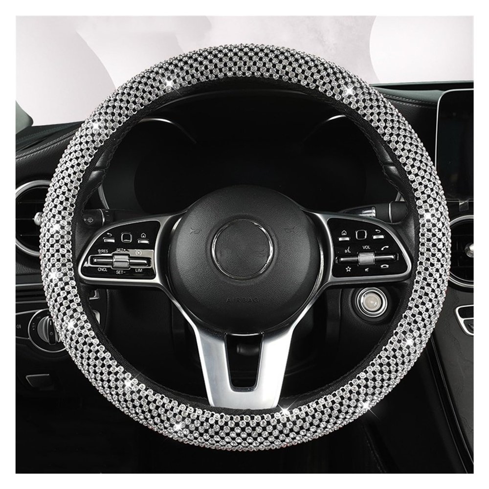 FUERU Car Steering Wheel Cover Set Car Steering Wheel Cover Fashion with Drill Breathable Sweat-Absorbing Car Interior Accessories (Color : 2#)