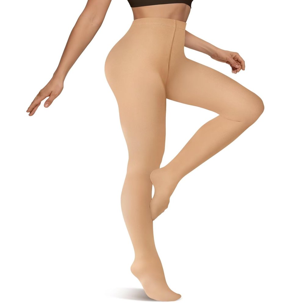 Vertvie Women's Fleece-Lined Thermal Leggings  High Waist Thick Warm Winter Tights, Stretchy Comfy & Tummy Control(80g-No Fleece,Nude,Small-Medium)