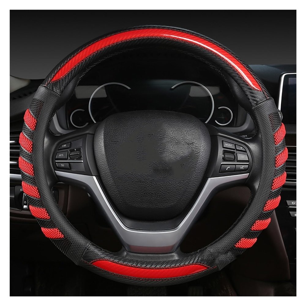 FUERU Car Steering Wheel Cover Set Car Steering Wheel Cover Breathable Carbon Fiber Ultra-Thin Fit Car Interior Accessories (Color : 1#)
