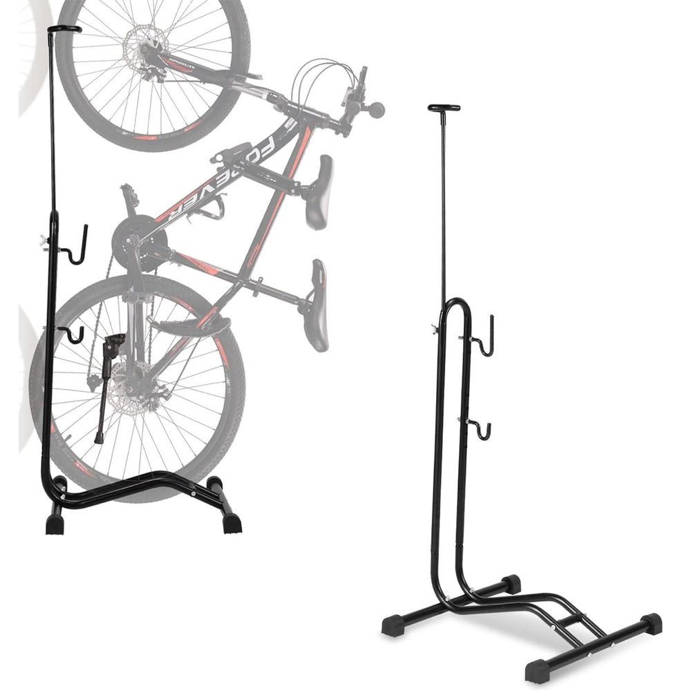 RUYICZB Upright Bike Stand - Premium Vertical & Horizontal Adjustable Bicycle Floor Parking Rack Stand - Safe & Stable for MTB Road Bikes Indoor Bike Storage - for Wheels Width Max to 2.5''