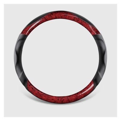 FUERU Car Steering Wheel Cover Set Car Steering Wheel Cover Wood Grain Carbon Fiber Leather Ultra-Thin Comfortable Car Interior (Color : 2#)