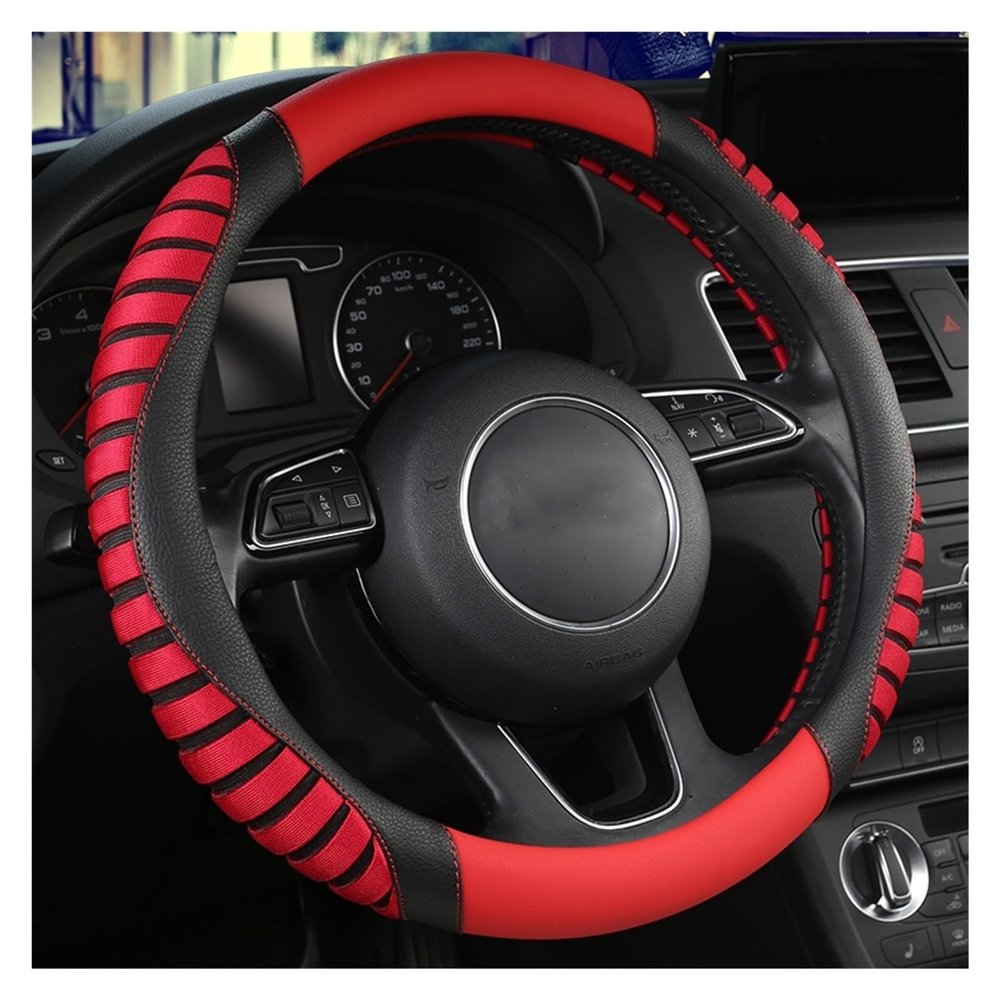 FUERU Car Steering Wheel Cover Set Car Steering Wheel Cover Comfortable Ice Silk Refreshing Breathable Car Interior Creative Gift (Color : 1#)