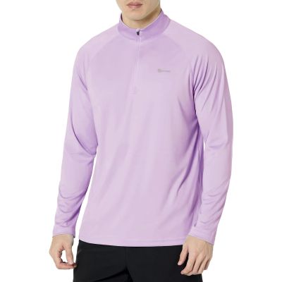 SG Edge Mens UPF 50+ Rash Guard 1/4 Zip Up Swim Shirt Long Sleeve Moisture Wicking Quick Dry Lightweight Fishing Running Hiking, Lavender Frost, X-Large