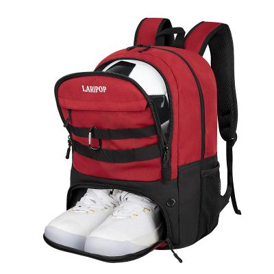 LARIPOP Soccer Backpack,Soccer Bag with Ball Holder and Shoe Compartment,Sports Equipment Training Bags Fits Basketball Football Volleyball and Accessories