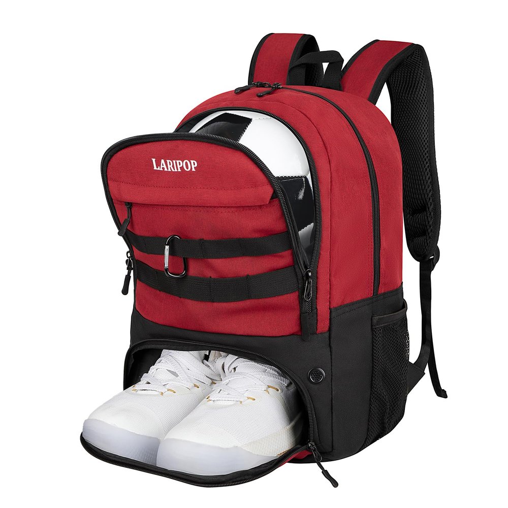 LARIPOP Soccer Backpack,Soccer Bag with Ball Holder and Shoe Compartment,Sports Equipment Training Bags Fits Basketball Football Volleyball and Accessories