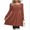 OFEEFAN Cable Knit Babydoll Dresses for Women Fall Holiday Dress Fashion Caramel S view 2