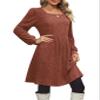 OFEEFAN Cable Knit Babydoll Dresses for Women Fall Holiday Dress Fashion Caramel S view 3