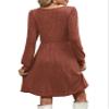 OFEEFAN Cable Knit Babydoll Dresses for Women Fall Holiday Dress Fashion Caramel S view 4