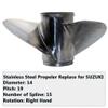 Boatman OEM Prop 14x19 Stainless Outboard Propeller fit Suzuki Boat Engine 70-140 HP15 Spline Tooth view 2