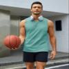 MAGCOMSEN Mens Tank Tops Sleeveless Muscle Shirt Training Cut Off Shirts Casual Breathable Undershirt Summer Beach Grey Green XL view 3