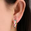 Vintage Enamel Flower Small Hoop Earrings Retro Japanese Style Flowers Ear Clip-on for Women Delicate Jewelry Mother's Day Gift Thanksgiving Gift-C blank view 2