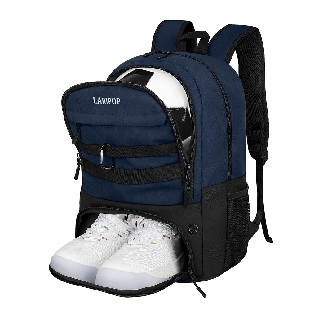 LARIPOP Soccer Backpack,Soccer Bag with Ball Holder and Shoe Compartment,Sports Equipment Training Bags Fits Basketball Football Volleyball and Accessories