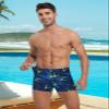 KGKE Mens-Swim-Jammers Athletic-Swimwear Quick-Dry-Shorts Durable-Team-Swimsuits - Drawstring Competition Swimming UPF50+ (Geometric Blue,XL) view 2