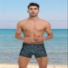 KGKE Mens-Swim-Jammers Athletic-Swimwear Quick-Dry-Shorts Durable-Team-Swimsuits - Drawstring Competition Swimming UPF50+ (Grey Camo,L) view 3