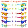 36 Pack 12 Colors Neon Sunglasses with UV400 Protection in Bulk, 80s Retro Style Party Favors,Perfect for Birthday,Beach Pool,Summer Party, Goody Bag Fillers,for Boys Girls Teens Adults view 2