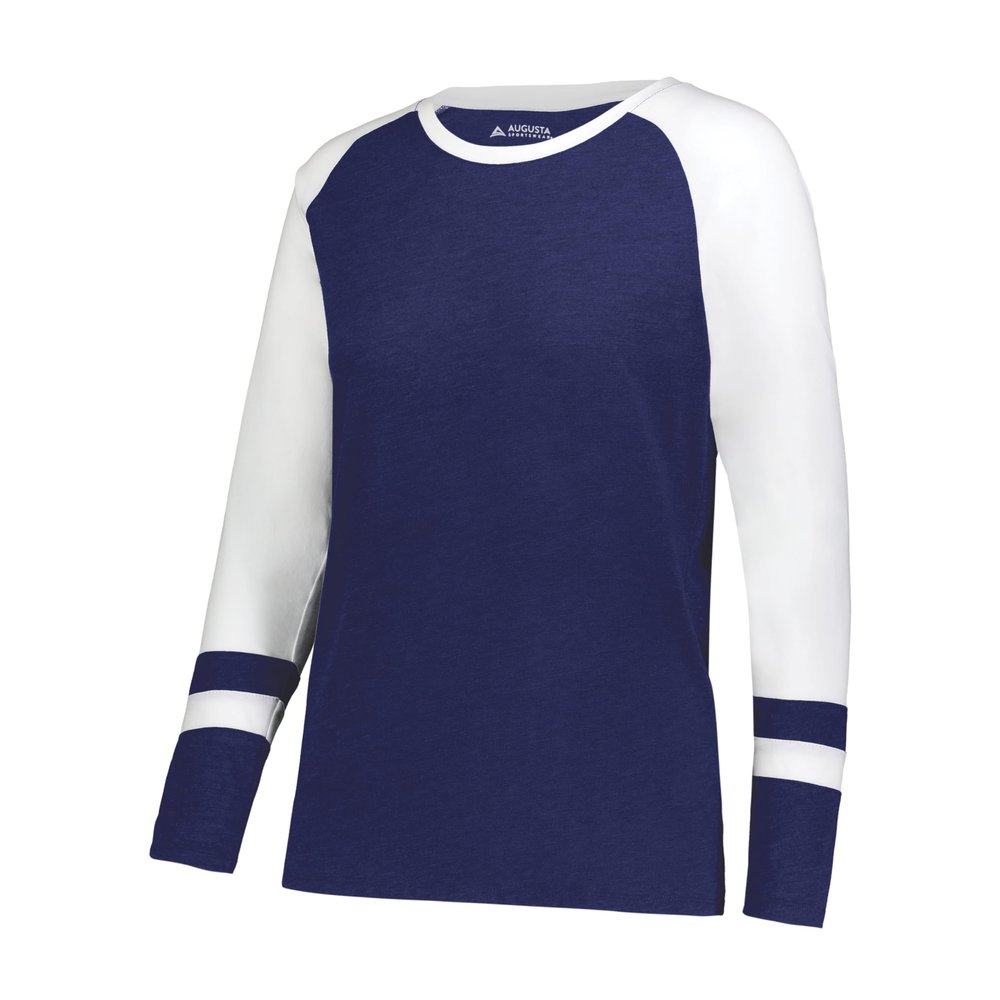 Augusta Sportswear Girls Fanatic 2.0 Long Sleeve Tee Navy/White L