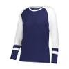 Augusta Sportswear Girls Fanatic 2.0 Long Sleeve Tee Navy/White L view 1
