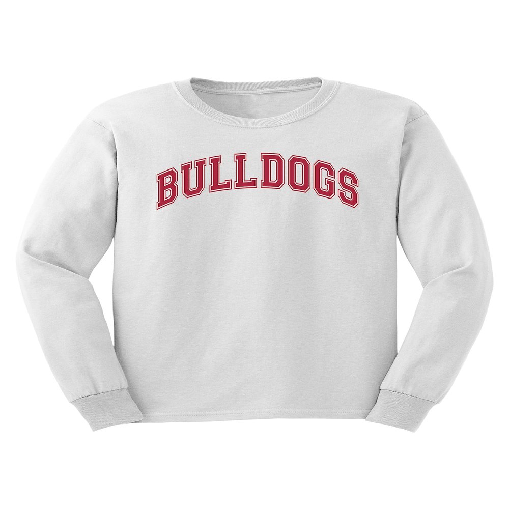 Fashion Greek TCTG School Mascot T-Shirt Bulldogs White/Red XX-Large Long Sleeve