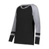 Augusta Sportswear Girls Fanatic 2.0 Long Sleeve Tee Black/Grey Heather M view 1