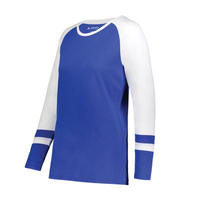 Augusta Sportswear Girls Fanatic 2.0 Long Sleeve Tee Royal/White S