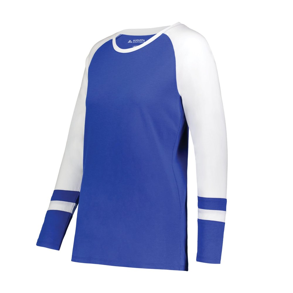 Augusta Sportswear Girls Fanatic 2.0 Long Sleeve Tee Royal/White S
