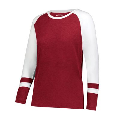 Augusta Sportswear Girls Fanatic 2.0 Long Sleeve Tee Scarlet/White S