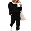 Aloodor Workout Sets for Women 2 Piece Outfits Casual Loose Fitting Tops Black 3XL view 1