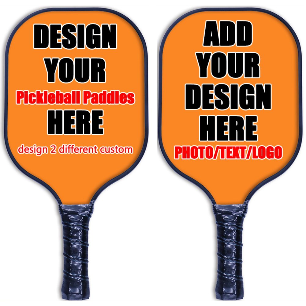 Custom Pickle Ball Paddle Set of 2 Pickleball with Your Photo Text Logo Orange Lightweight Pickle Ball Paddle for Outdoor Indoor