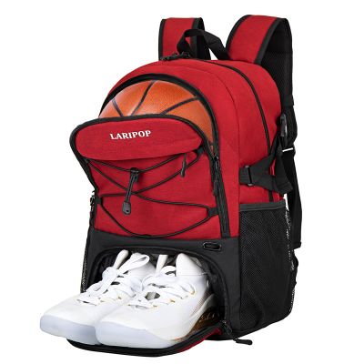 LARIPOP Basketball Bag,Basketball Backpack with Shoe Compartment and Ball Holder,Sport Bags for Soccer,Volleyball,Swim,Gym,Travel,School