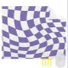 ZFUNCING Abstract Purple White Checker Beach Blanket Extra Large 95x80in Outdoor Waterproof Sandproof Picnic Blankets with Stakes Lightweight Beach Mat for Camping Travel Hiking,Distortion Aesthetic view 1
