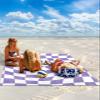 ZFUNCING Abstract Purple White Checker Beach Blanket Extra Large 95x80in Outdoor Waterproof Sandproof Picnic Blankets with Stakes Lightweight Beach Mat for Camping Travel Hiking,Distortion Aesthetic view 2