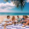 ZFUNCING Abstract Purple White Checker Beach Blanket Extra Large 95x80in Outdoor Waterproof Sandproof Picnic Blankets with Stakes Lightweight Beach Mat for Camping Travel Hiking,Distortion Aesthetic view 3